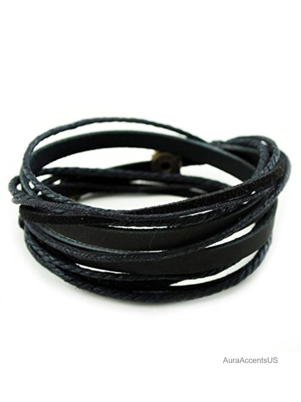 Unisex Multilayer Leather Cuff Bracelet Adjustable Wrap